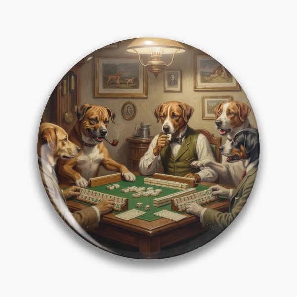 Item preview, Dogs Playing Mahjong designed and sold by MichMich154.