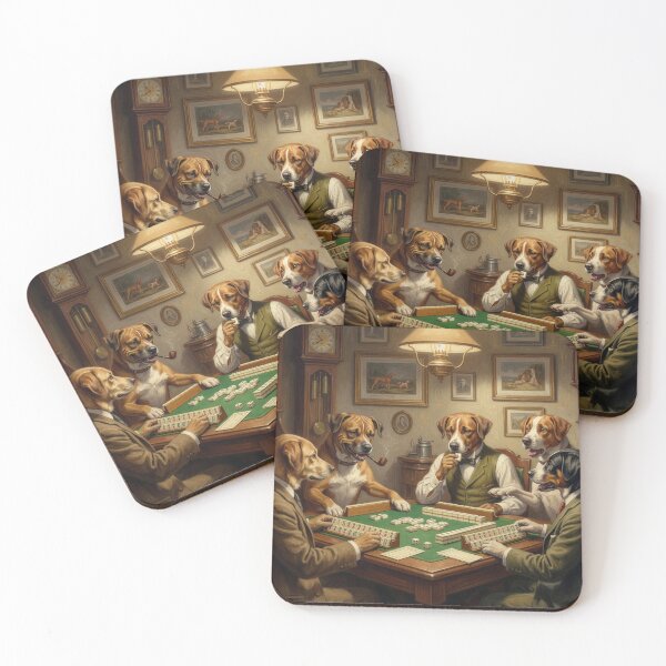 Item preview, Dogs Playing Mahjong designed and sold by MichMich154.
