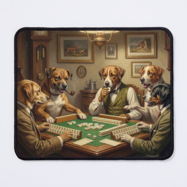 Item preview, Dogs Playing Mahjong designed and sold by MichMich154.