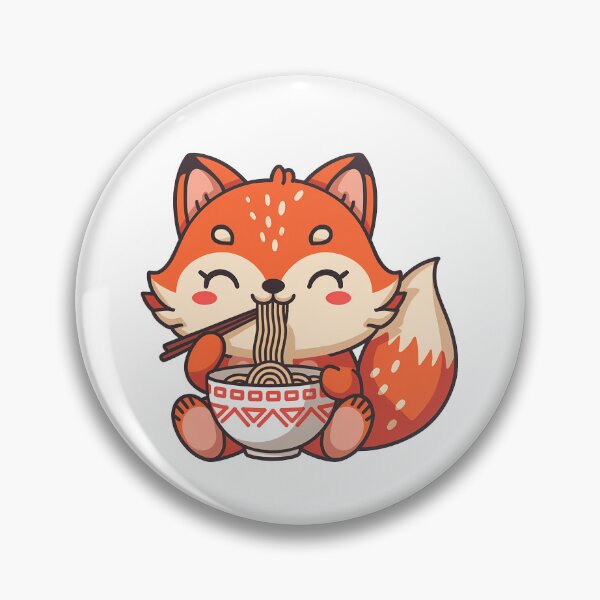 Item preview, Cute Fox Eating Ramen Noodles designed and sold by KD Merch.