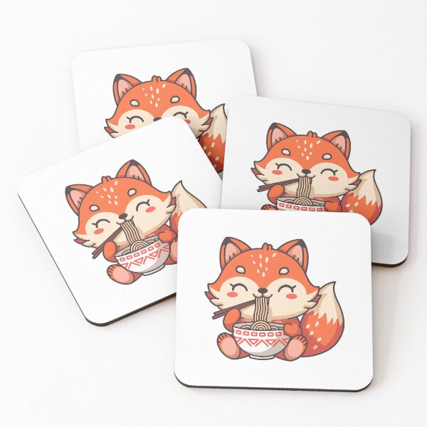 Item preview, Cute Fox Eating Ramen Noodles designed and sold by KD Merch.