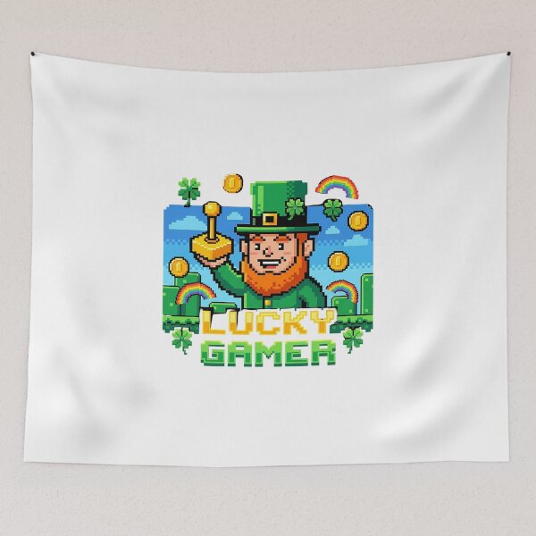 Item preview, Lucky Gamer Pixel Art Leprechaun designed and sold by chattsuede.