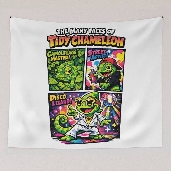 Item preview, The Many Faces of Tidy Chameleon – Disco Lizard & Street Artist designed and sold by WildlifeInc.
