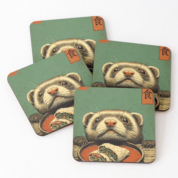 Item preview, Midnight Snack Ferret – Japanese Night Food Art Illustration designed and sold by obstinator.