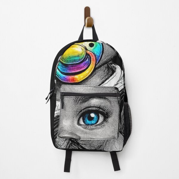 Item preview, Cute Black Baby with Big Blue Eyes & Rainbow Pacifier – AI Ink Sketch Portrait designed and sold by Cleora Art .