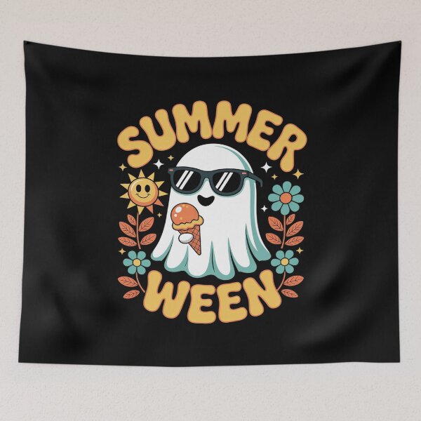 Item preview, Summerween Ghost Ice Cream Cute Halloween Beach  designed and sold by FadeOfThrone.