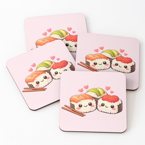 Item preview, Cute Valentine Sushi Couple – Kawaii Sushi Love with Hearts designed and sold by MeghannsMinimalMeals.