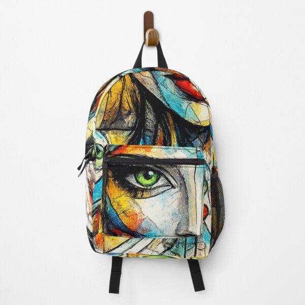 Item preview, Geometric Ink Woman Portrait – Green Eyes & Red Lips | AI Art designed and sold by Cleora Visuals.