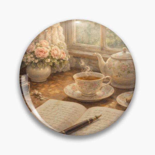 Item preview, Morning Tea & Journal – Victorian Cottagecore Writing Desk by the Window designed and sold by ArtFreshStudio.