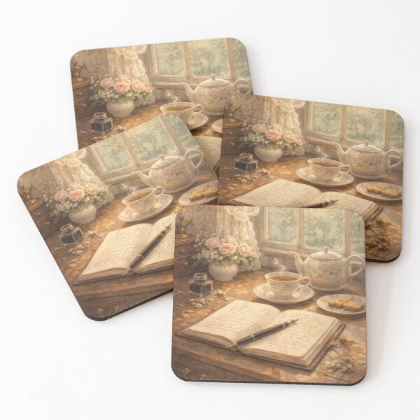 Item preview, Morning Tea & Journal – Victorian Cottagecore Writing Desk by the Window designed and sold by ArtFreshStudio.