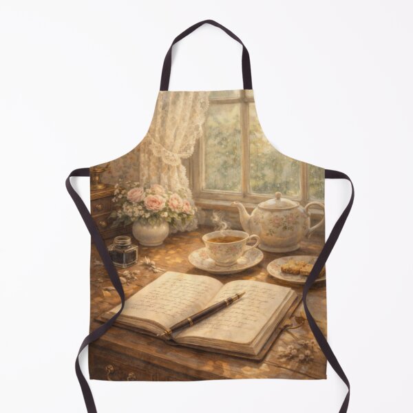 Item preview, Morning Tea & Journal – Victorian Cottagecore Writing Desk by the Window designed and sold by ArtFreshStudio.