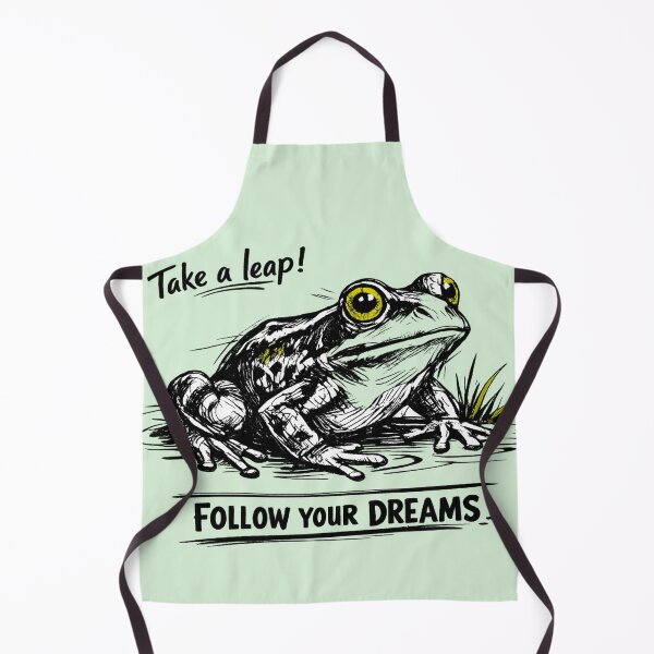 Item preview, AI Frog Ink Drawing – Black Marker Sketch with Yellow Eyes | “Take a Leap” Quote designed and sold by Cleora Visuals.
