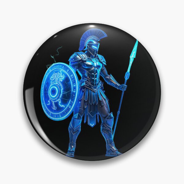 Item preview, Cyberpunk Spartan Warrior - Neon Blue Ancient Greek Knight designed and sold by BounoWorld.