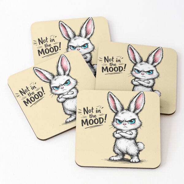 Item preview, Grumpy Bunny AI Ink Drawing – Cute Angry Rabbit with Big Ears & Blue Eyes | “Not in the Mood” designed and sold by Cleora Art .