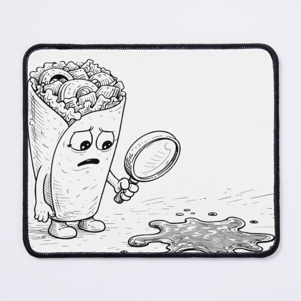 Item preview, Sad Burrito Detective | Food Humor Spill Investigation (Black & White Line Art) designed and sold by ComedyInkFactor.