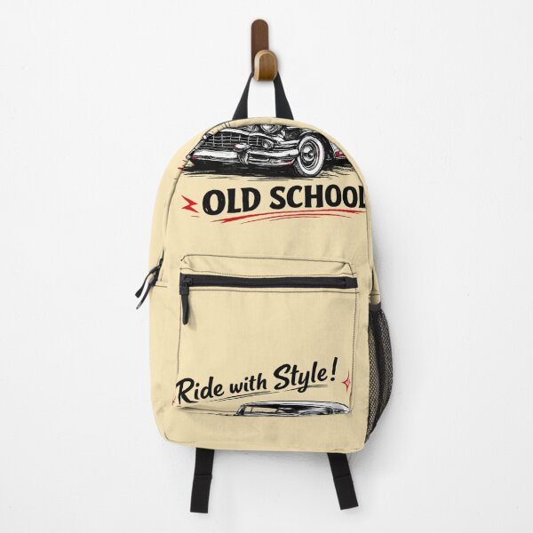 Item preview, AI Classic Car Line Art – Vintage Oldtimer Black Ink Drawing with Red Accents | “Old School” Quote designed and sold by Cleora Visuals.