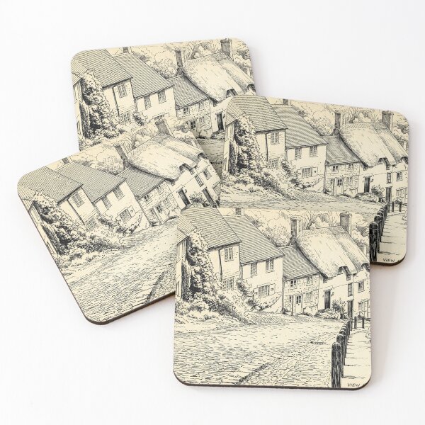 Item preview, Vintage Pen and Ink Sketch of Gold Hill, Shaftesbury designed and sold by VistaPainterArt.