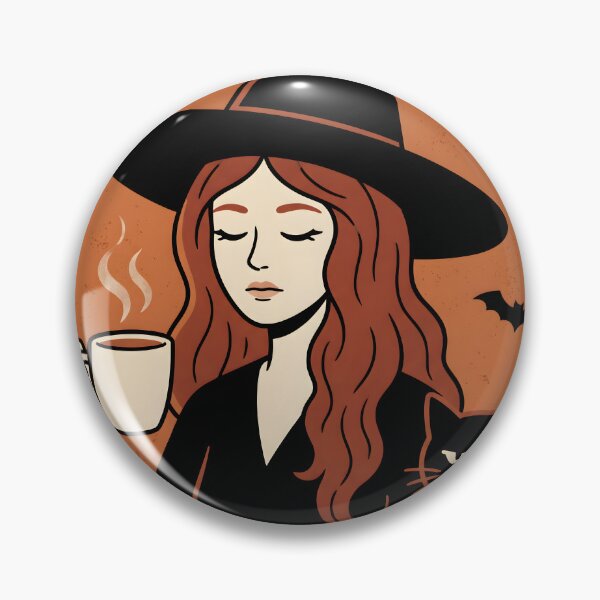 Item preview, Coffee Witch Art Print – Cozy Witchcore Halloween Wall Art with Black Cat designed and sold by AbstractAuraArt.