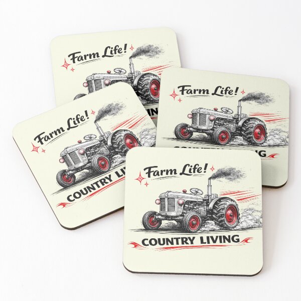 Item preview, AI Vintage Tractor Line Art – Oldtimer Farm Machine in Black Ink with Red Accents | “Farm Life” Quote designed and sold by Cleora Art .