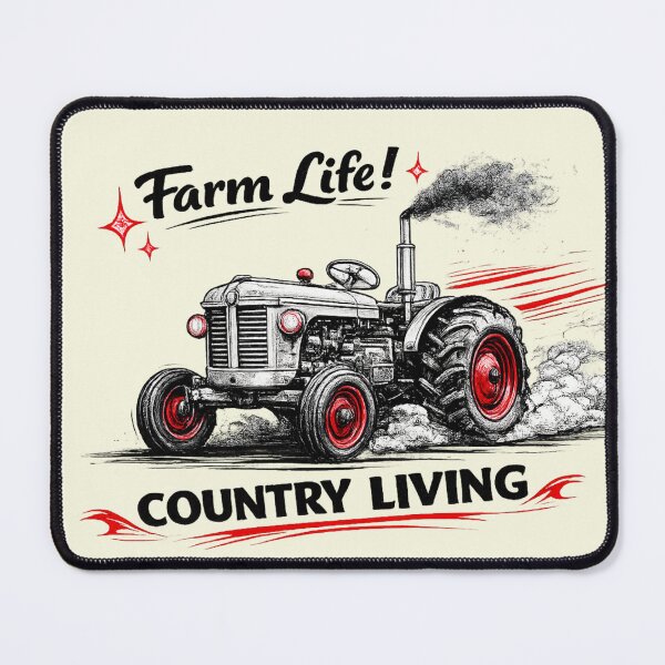Item preview, AI Vintage Tractor Line Art – Oldtimer Farm Machine in Black Ink with Red Accents | “Farm Life” Quote designed and sold by Cleora Art .