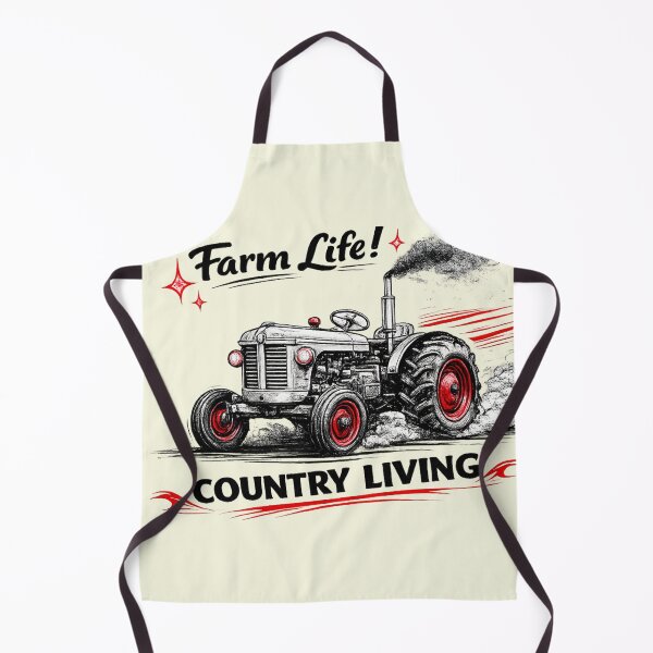 Item preview, AI Vintage Tractor Line Art – Oldtimer Farm Machine in Black Ink with Red Accents | “Farm Life” Quote designed and sold by Cleora Visuals.