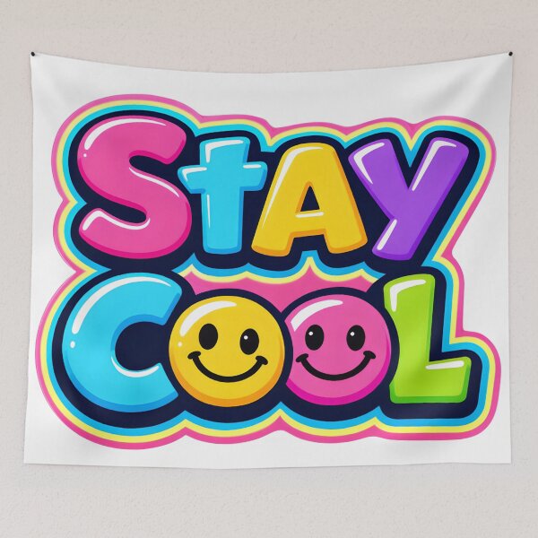 Item preview, Stay Cool Colorful Bubble Letters – Cute Smiley Typography Design designed and sold by Luvahawb.