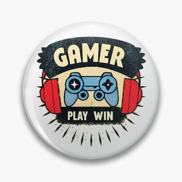 Item preview, Retro Vintage Gamer Badge – "Play Win" Gaming Illustration designed and sold by ART ATTACK ZONE.