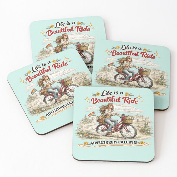 Item preview, Retro Bicycle Girl – 70s Boho Cycling AI Art | “Life is a Beautiful Ride” Quote designed and sold by Cleora Visuals.
