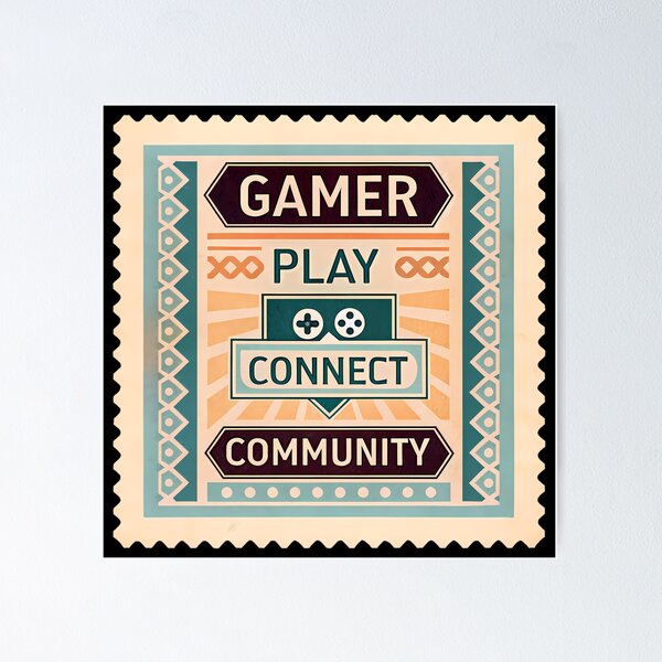 Item preview, Retro Gamer Badge Play Win Gaming Illustration designed and sold by ART ATTACK ZONE.