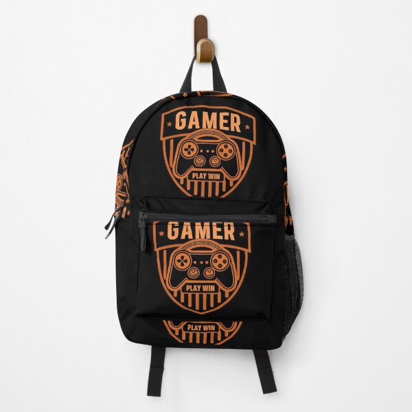 Item preview, Orange Vintage Gamer Badge Play Win Gaming Illustration designed and sold by ART ATTACK ZONE.