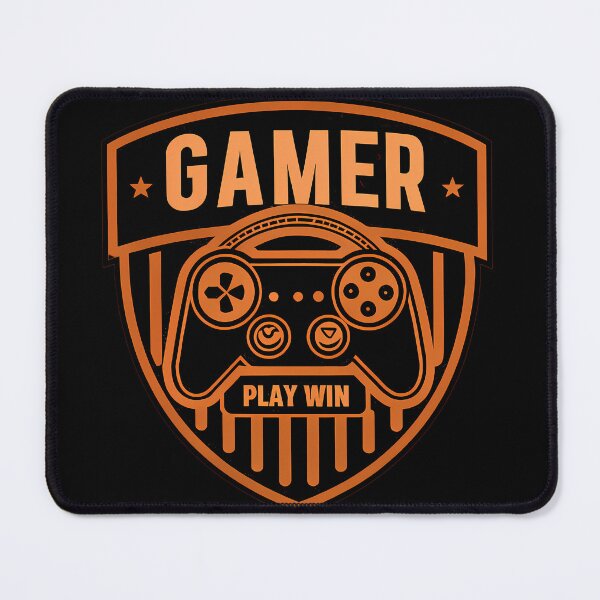 Item preview, Orange Vintage Gamer Badge Play Win Gaming Illustration designed and sold by ART ATTACK ZONE.