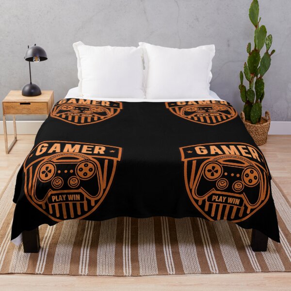 Item preview, Orange Vintage Gamer Badge Play Win Gaming Illustration designed and sold by ART ATTACK ZONE.