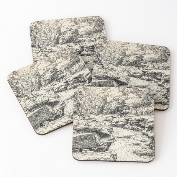 Item preview, Vintage Pen and Ink Sketch of The Strid, River Wharfe designed and sold by VistaPainterArt.
