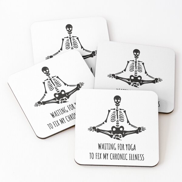 Item preview, Spoonie Humor Skeleton - Waiting for Yoga to Fix Me designed and sold by Designs by Jesabee.