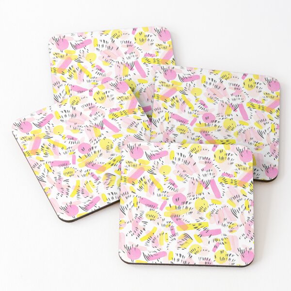 Item preview, Scribble & Stroke Watercolor Pattern-Pink & Warm Yellow designed and sold by THE COLOR ALCHEMY.