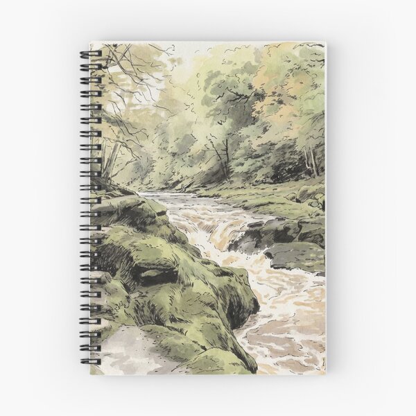 Item preview, The Strid, River Wharfe – Japanese Watercolor Style Yorkshire Dales Art designed and sold by VistaPainterArt.