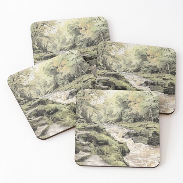 Item preview, The Strid, River Wharfe – Japanese Watercolor Style Yorkshire Dales Art designed and sold by VistaPainterArt.