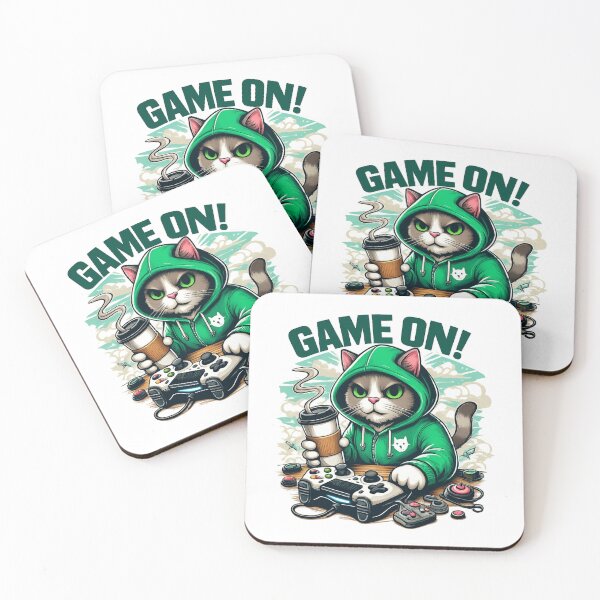 Item preview, Gamer Cat with Coffee and Controller – Funny Cozy Gaming Cartoon designed and sold by ShimaiStore.