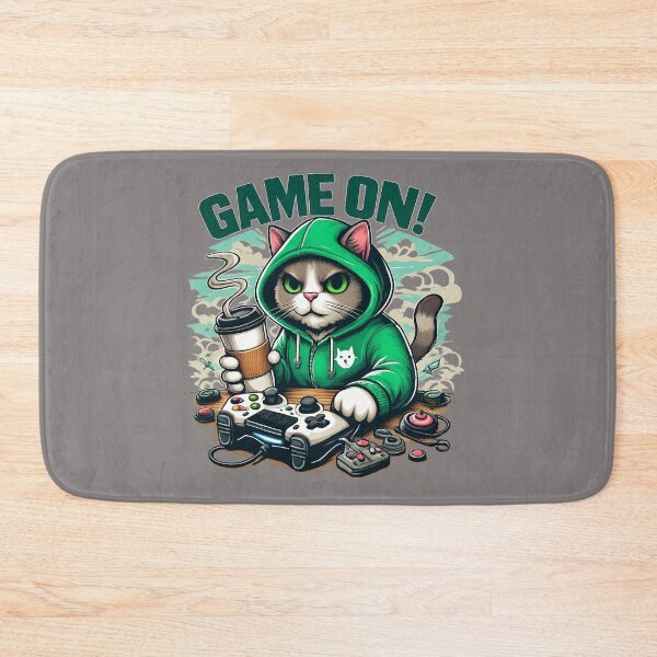 Item preview, Gamer Cat with Coffee and Controller – Funny Cozy Gaming Cartoon designed and sold by ShimaiStore.