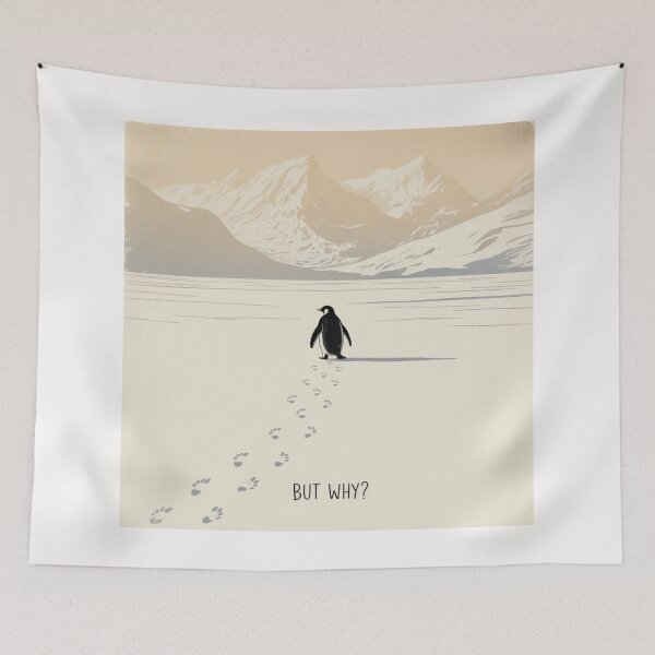 Item preview, But Why - Nihilist Penguin Goes Towards a Mountain designed and sold by Meryem Mamouni.