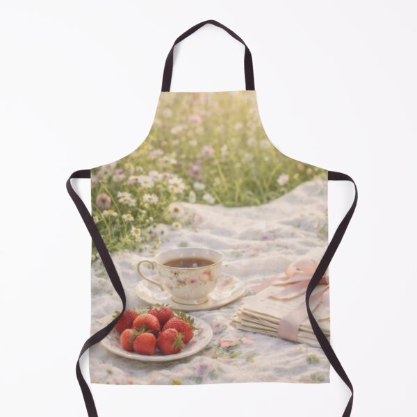 Item preview, Strawberry Picnic Letters – Cottagecore Tea & Vintage Stationery Blanket Scene designed and sold by ArtFreshStudio.