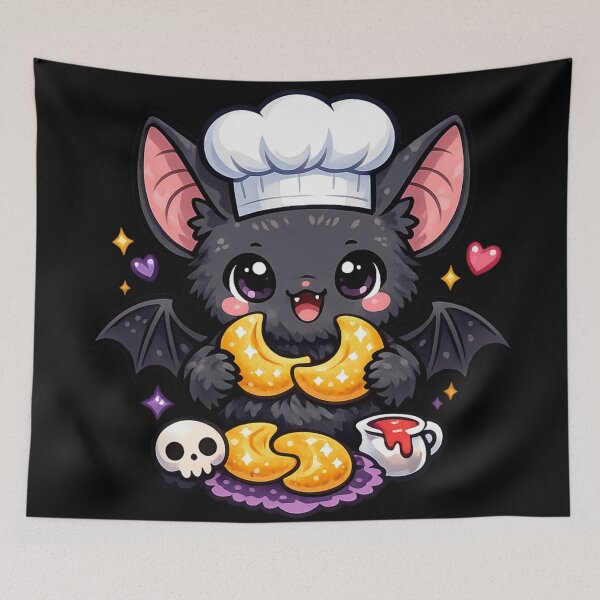 Item preview, Bat Baker with Crescent Cookies – Cute Gothic Character designed and sold by Mouraludia.