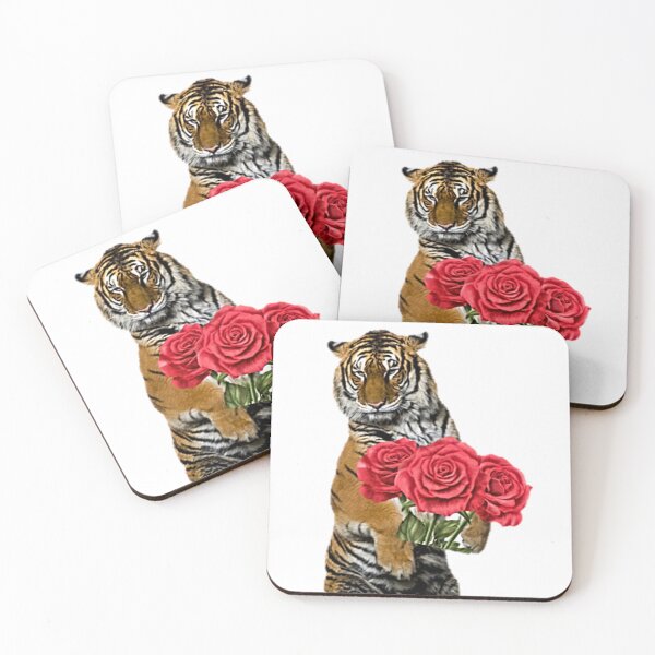 Item preview, Cute Tiger Holding Roses designed and sold by NoxLand.