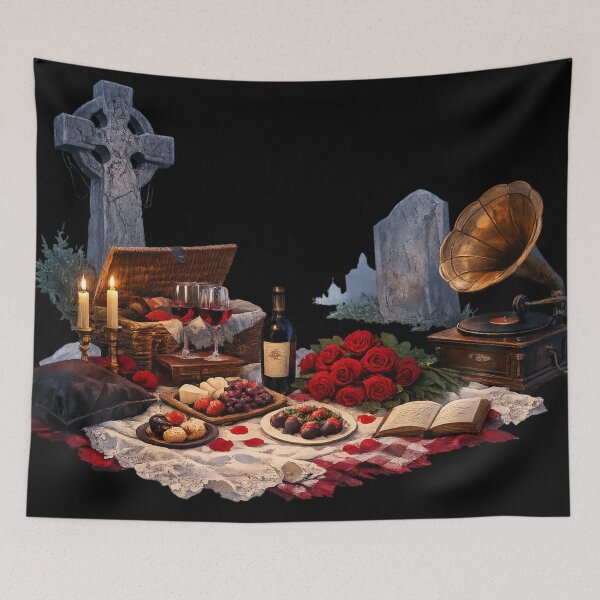 Item preview, Gothic Graveyard Picnic – Dark Romantic Still Life designed and sold by Mouraludia.