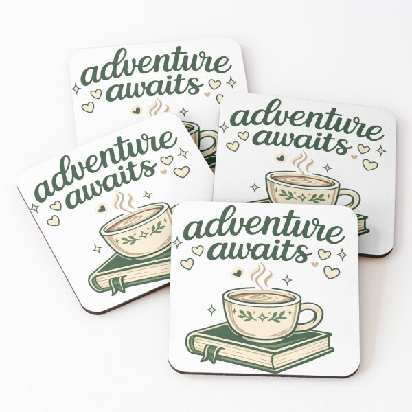 Item preview, Adventure Awaits Coffee and Book – Cozy Bookish Coffee Illustration designed and sold by Luvahawb.