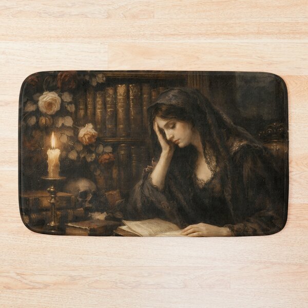 Item preview, Victorian Gothic Woman Reading by Candlelight Dark Romantic Scene designed and sold by athanasioungr.