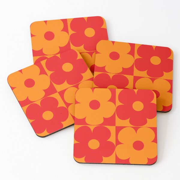 Item preview, 60's Retro Vintage Pop Flowers in Orange and Red designed and sold by MellowCat.