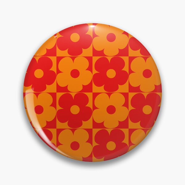 Item preview, 60's Retro Vintage Pop Flowers in Orange and Red designed and sold by MellowCat.