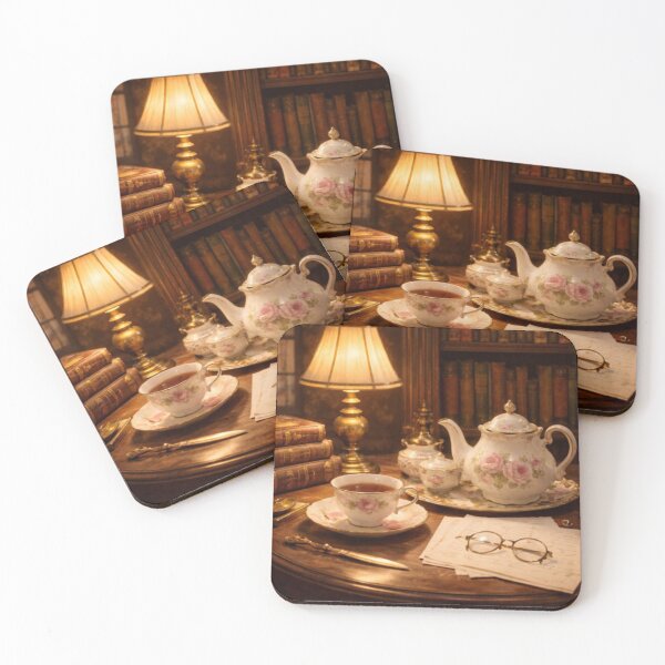 Item preview, Library Tea Corner – Vintage Books & Floral Teapot (Cozy Victorian Aesthetic) designed and sold by ArtFreshStudio.