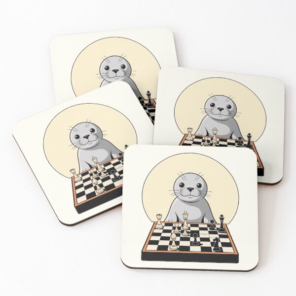 Item preview, Seal Playing Chess Illustration Cute Strategy Animal Design designed and sold by Loving Nature Gifts.